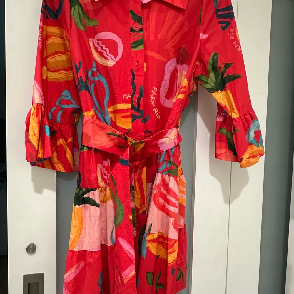 FARM Rio Red Multicolor Midi Dress - Picture 2 of 14